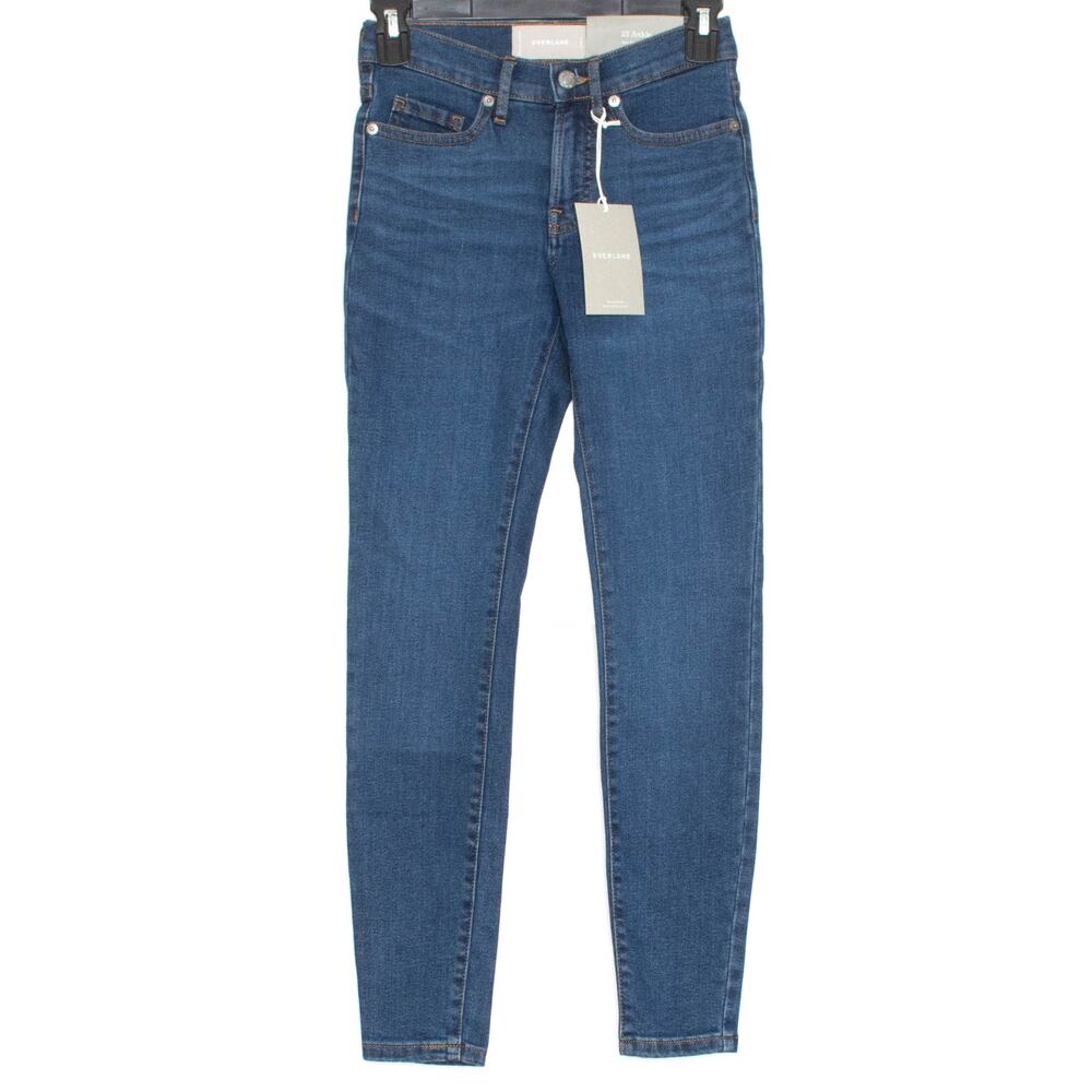 NWT Everlane Skinny Jeans Mid Rise Blue Stretch Ankle 23 Minimalist Smart Casual
